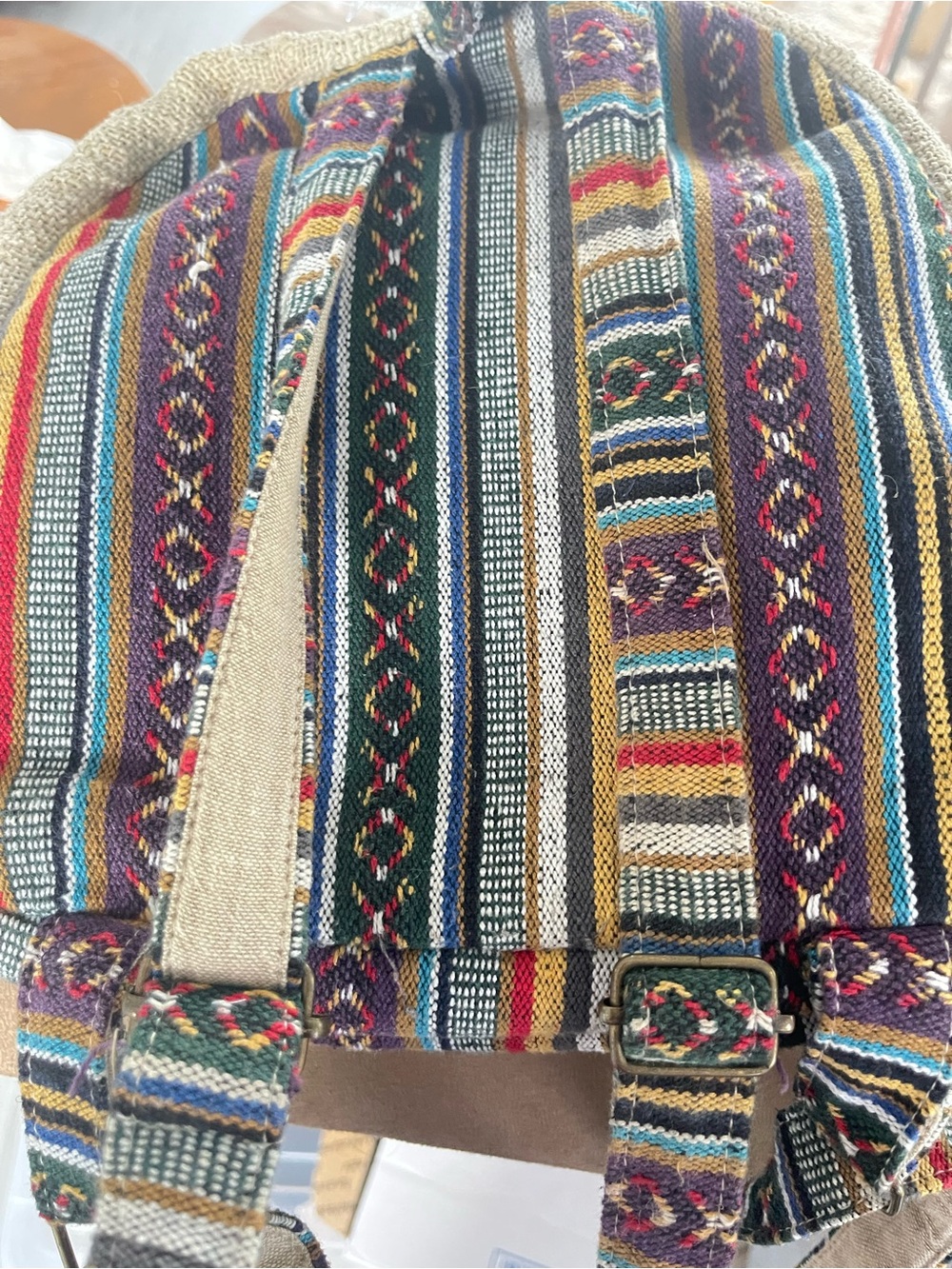 Natural Multi-Color Woven Backpack - Picture 12 of 12